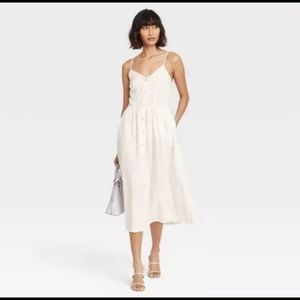 NWT A New Day Women's Sleeveless Button-Front Dress White